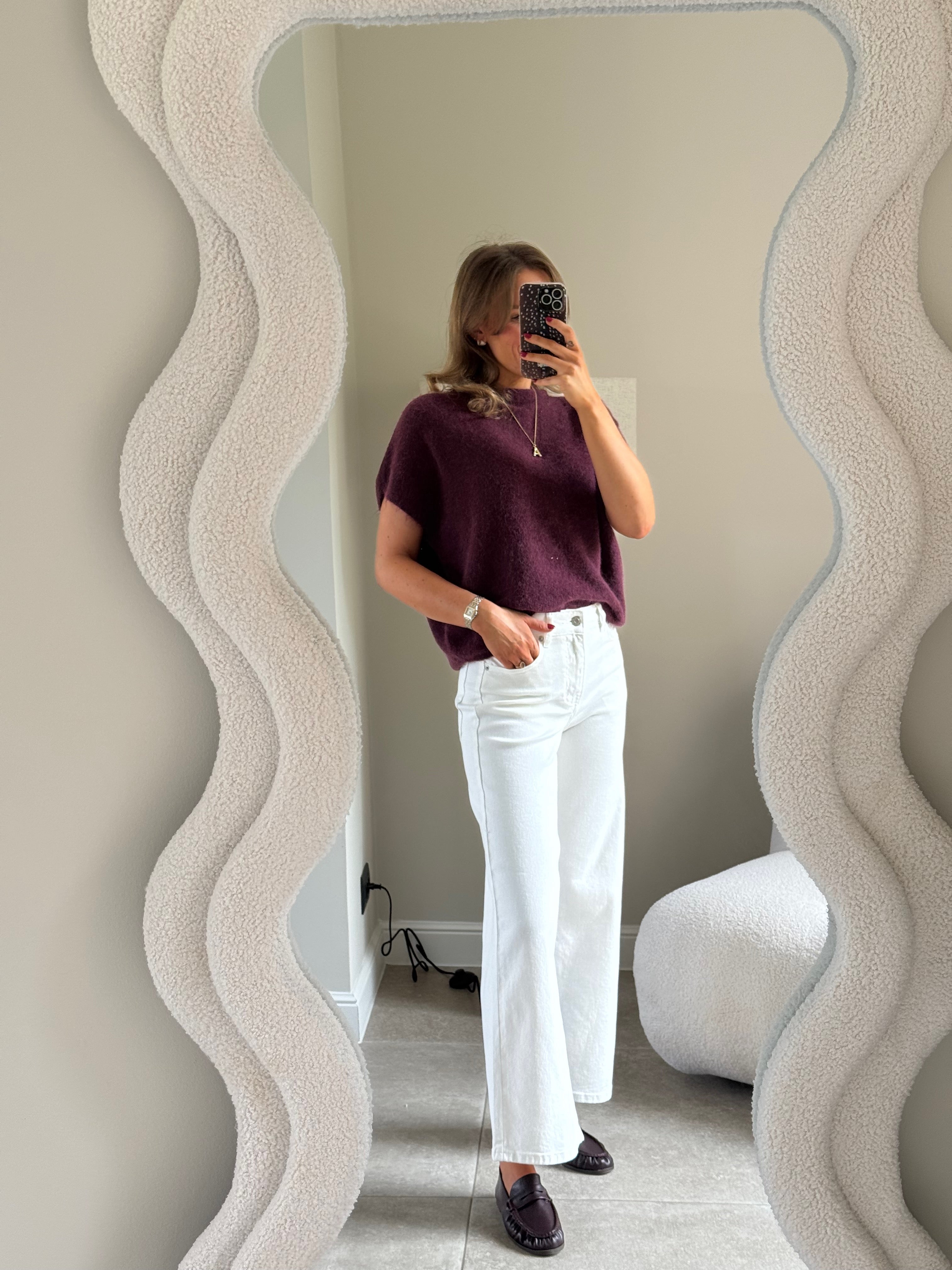Donna mouwloze knit bordeaux