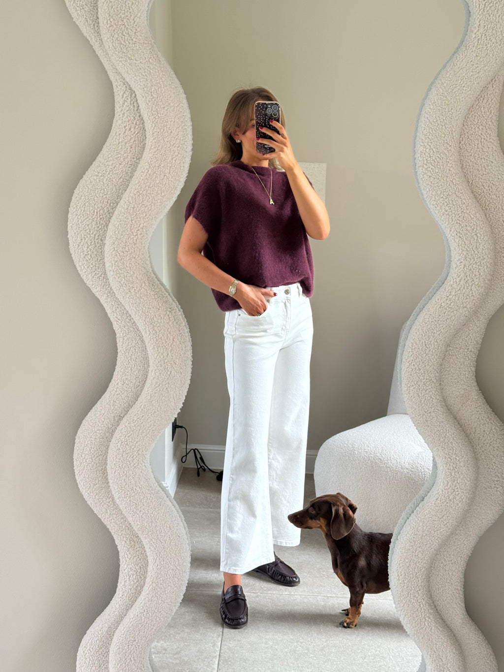 Donna mouwloze knit bordeaux