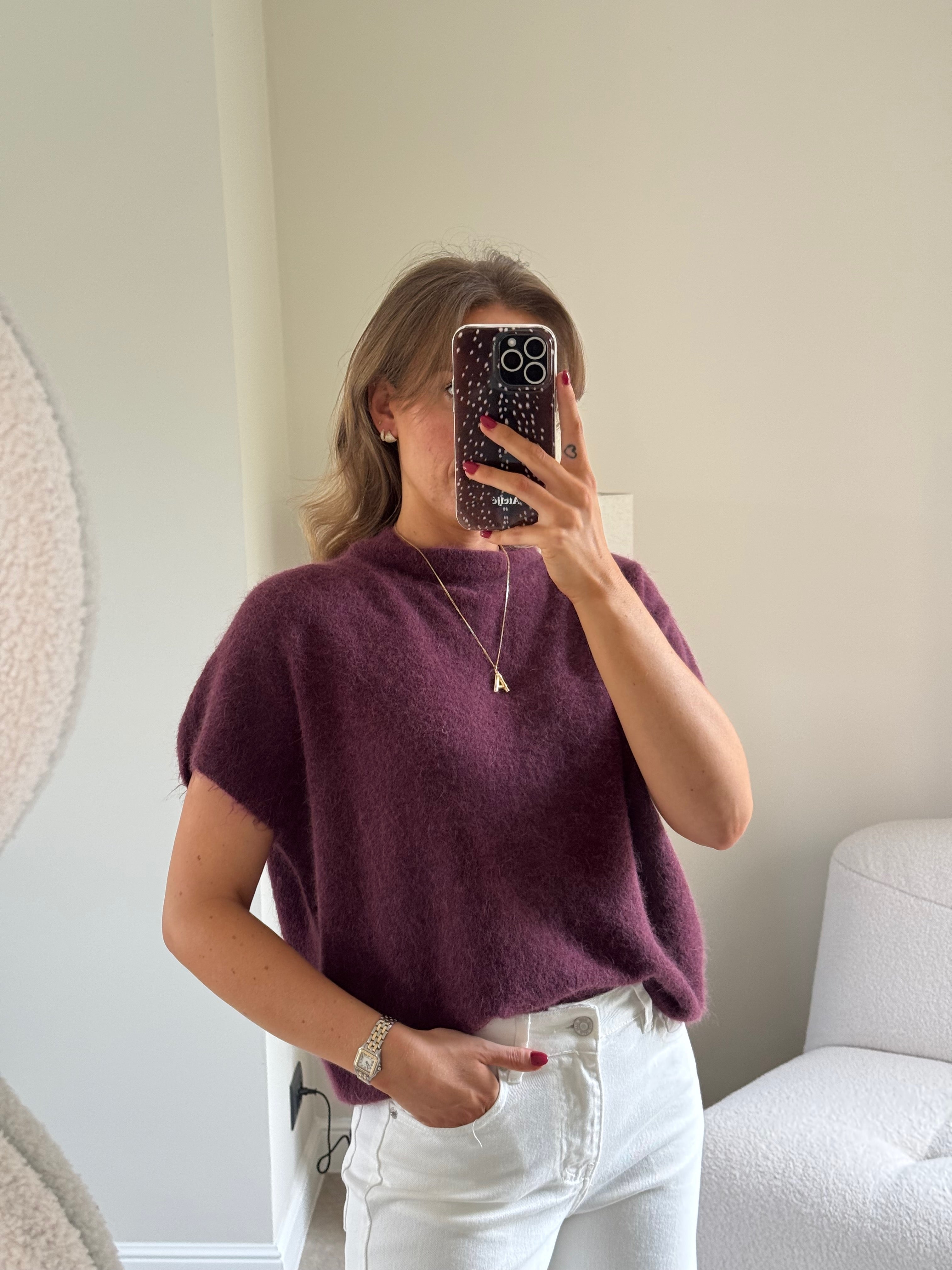 Donna mouwloze knit bordeaux