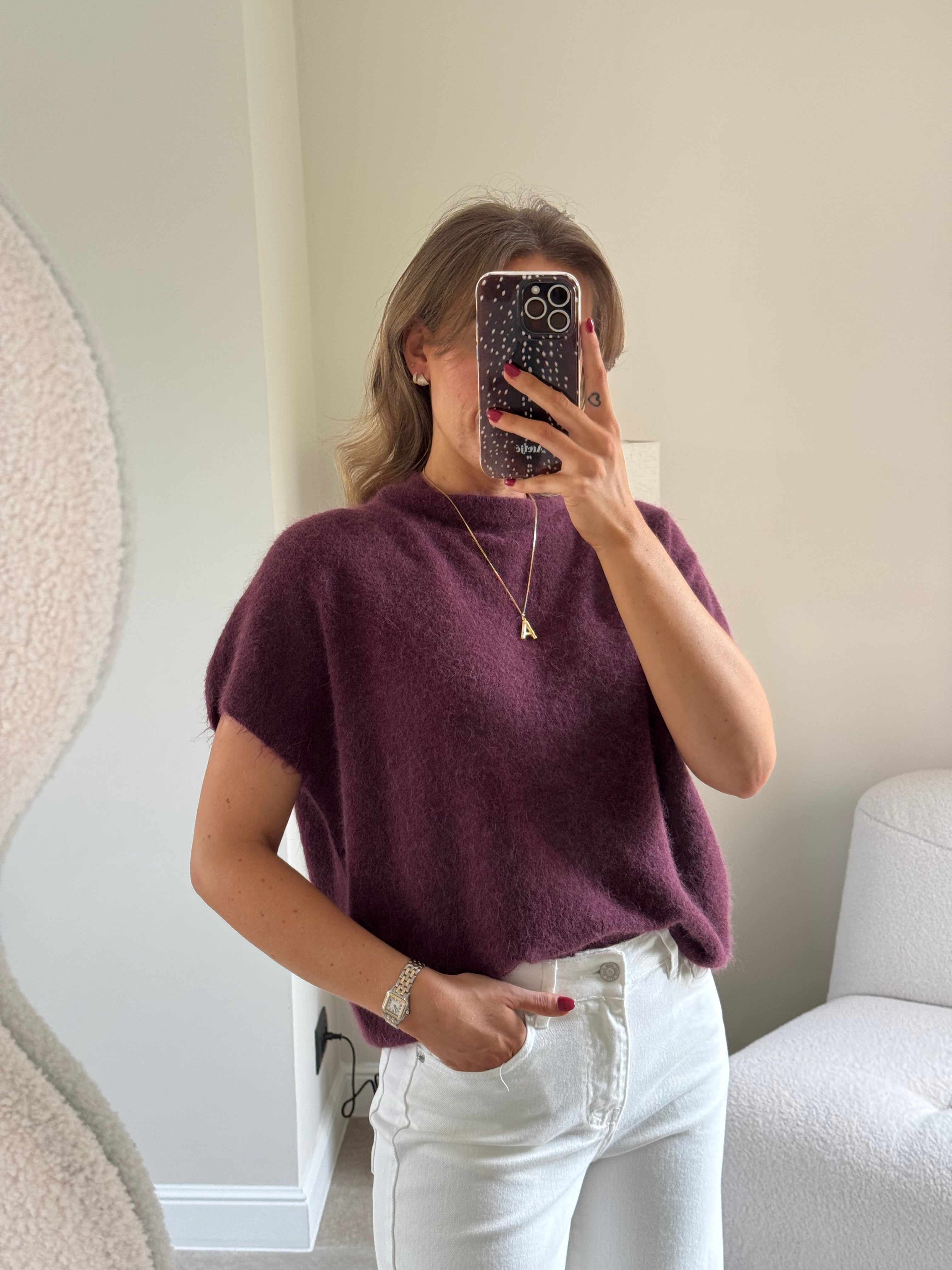 Donna mouwloze knit bordeaux
