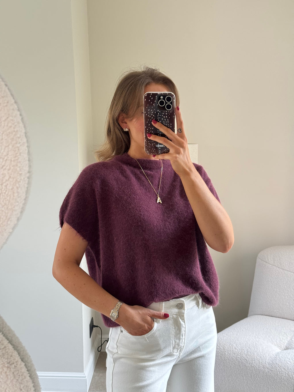 Donna mouwloze knit bordeaux