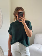 Donna mouwloze knit donkergroen