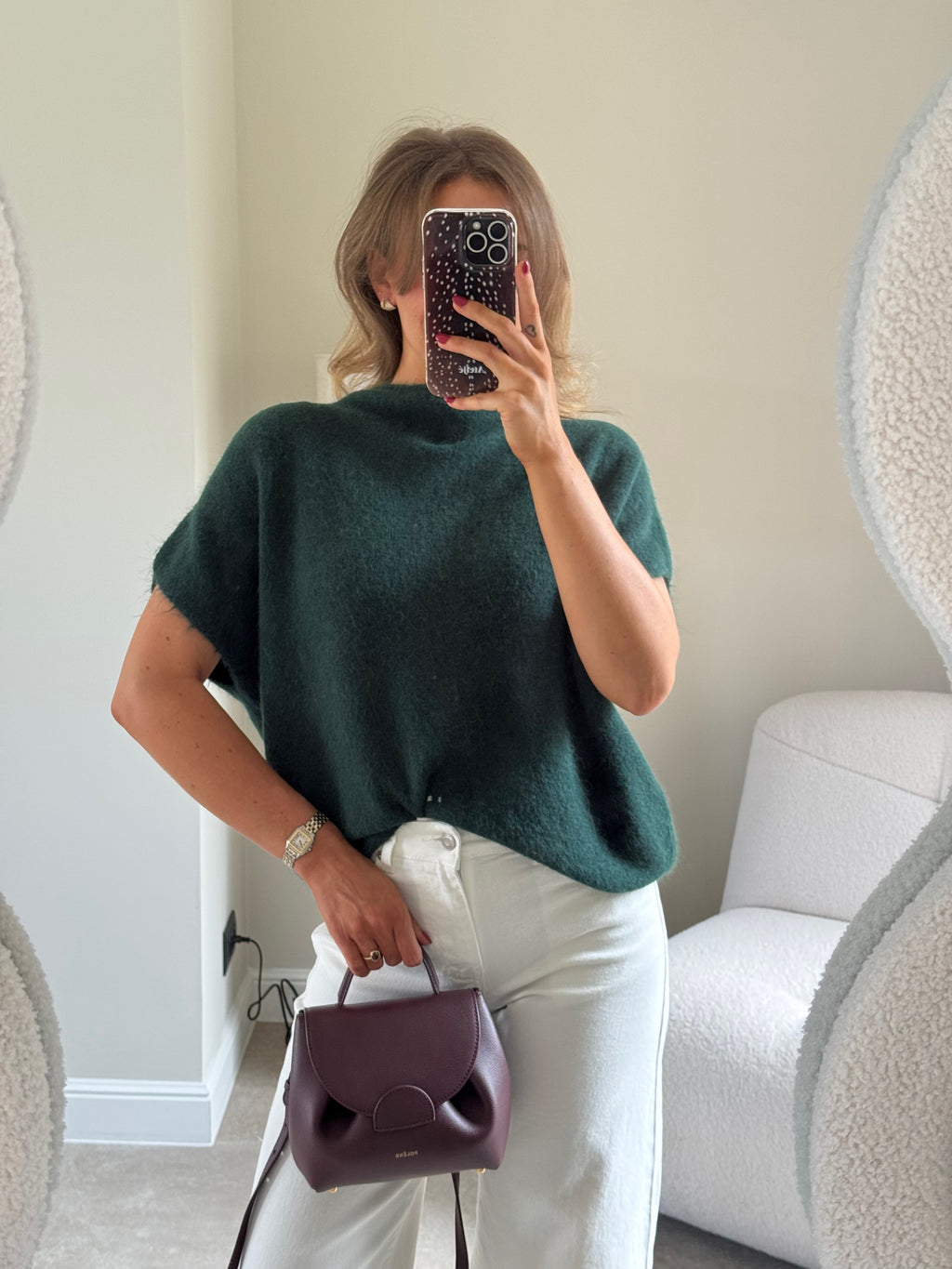 Donna mouwloze knit donkergroen