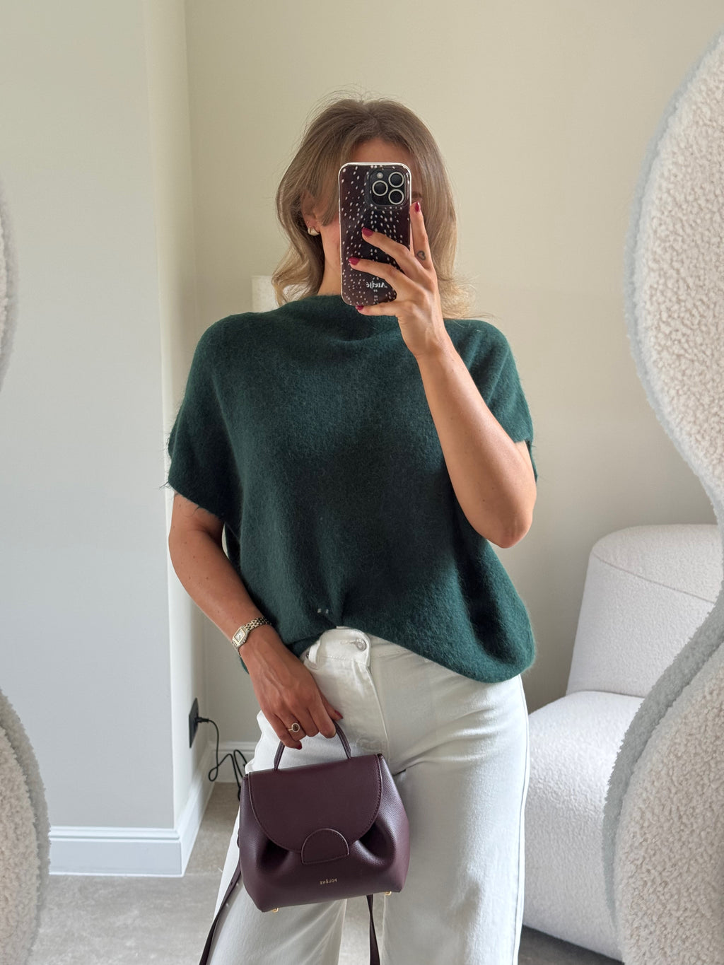 Donna mouwloze knit donkergroen