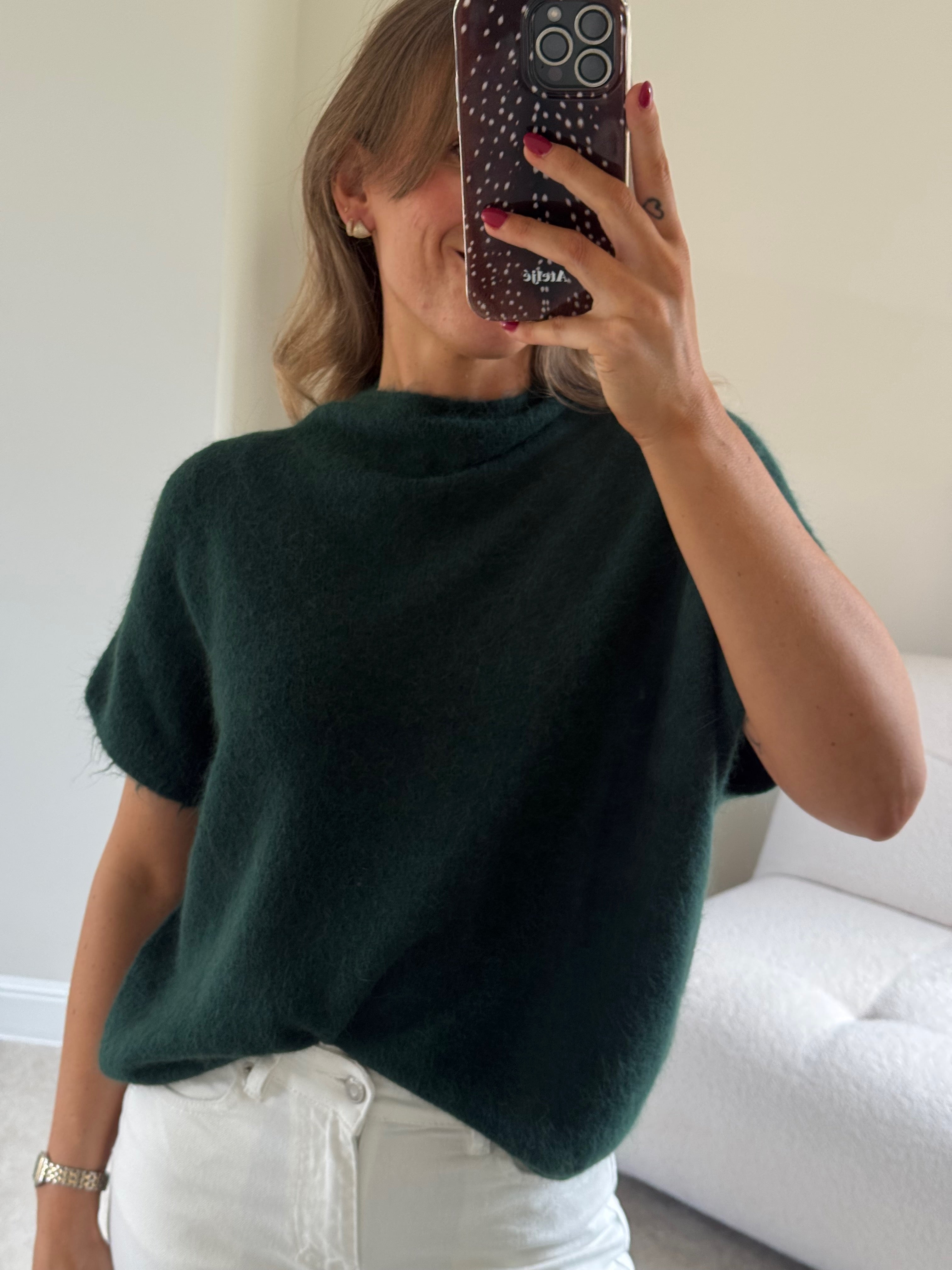 Donna mouwloze knit donkergroen