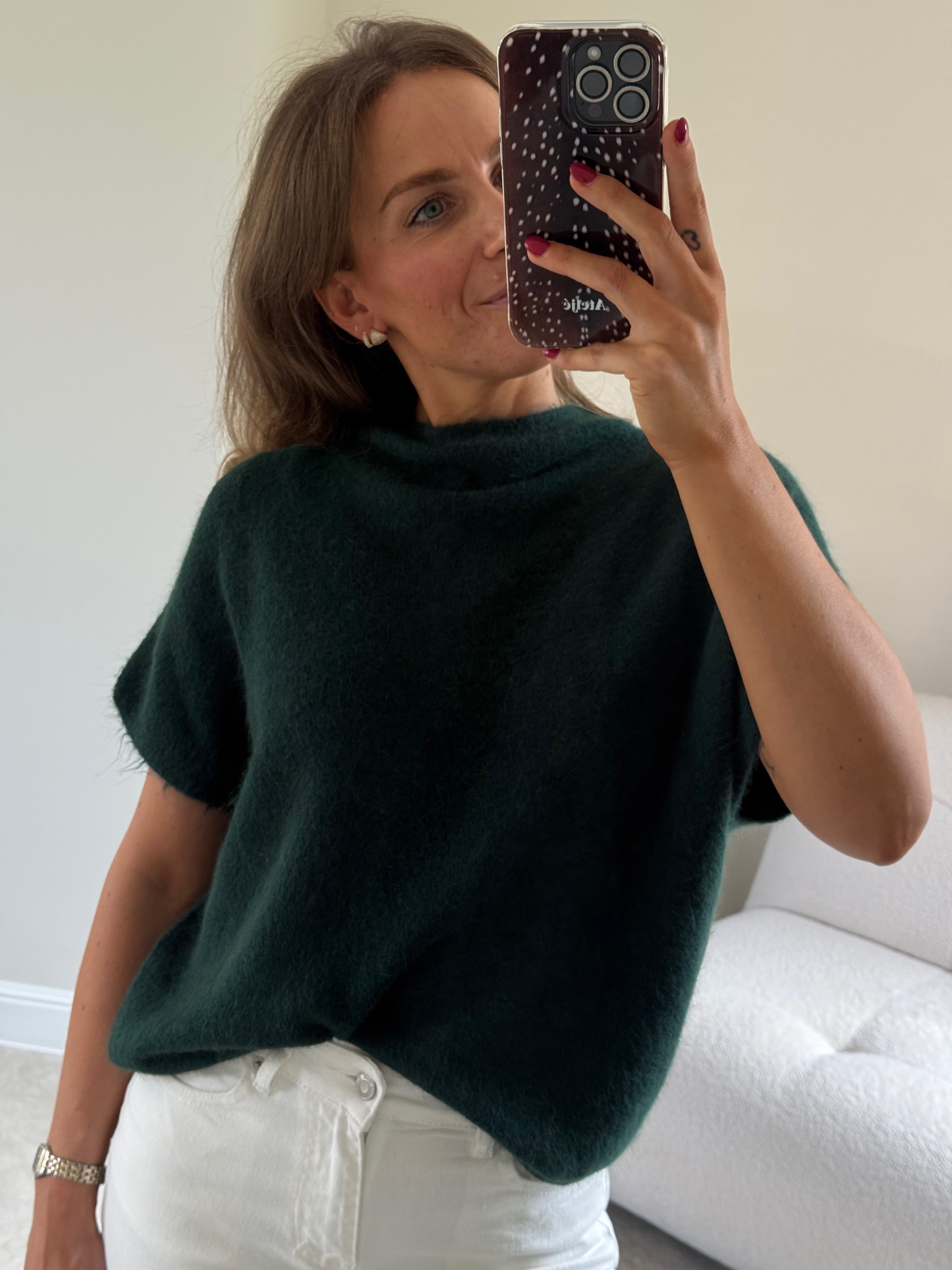 Donna mouwloze knit donkergroen
