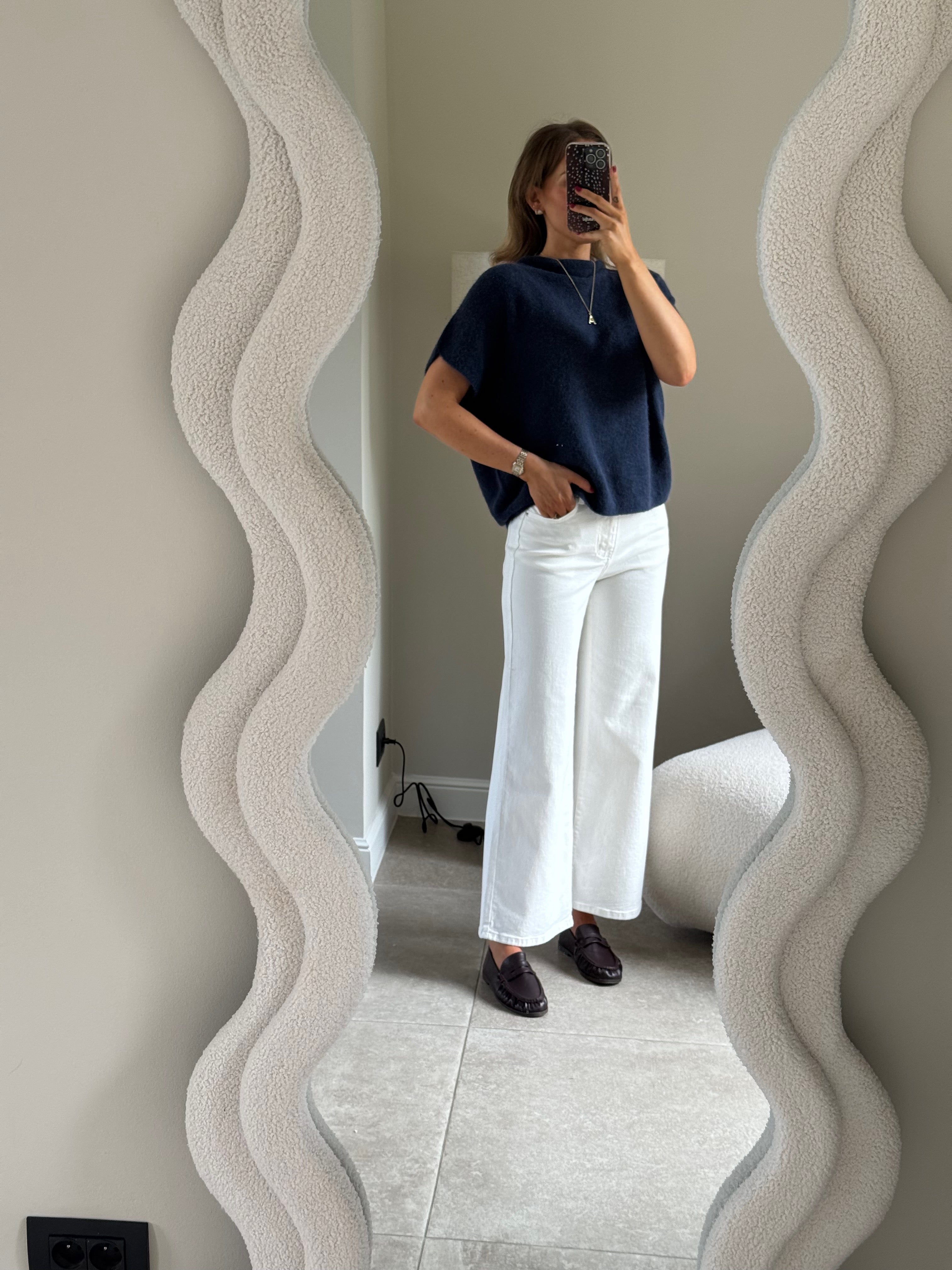 Donna mouwloze knit marine