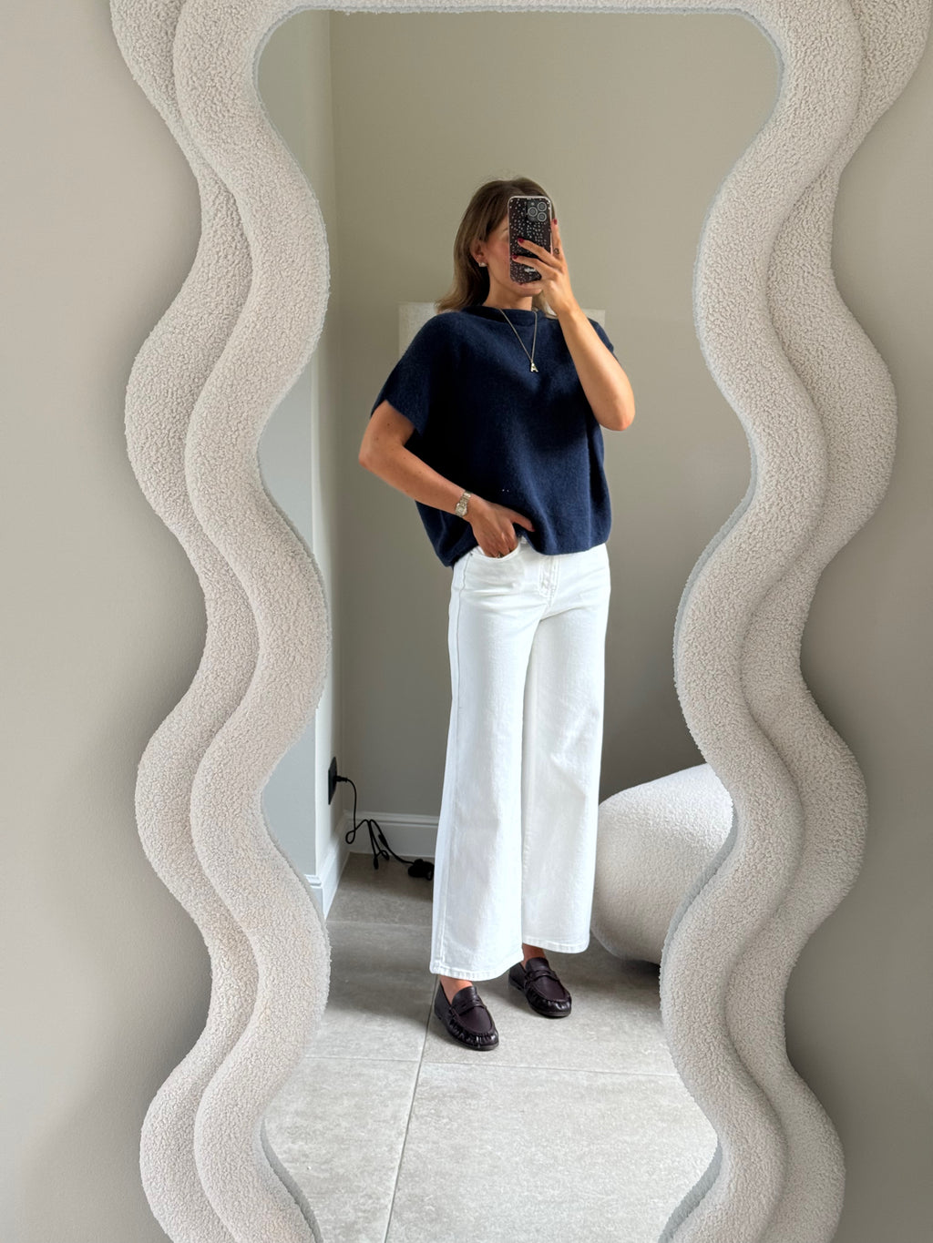 Odette cropped wide leg jeans wit