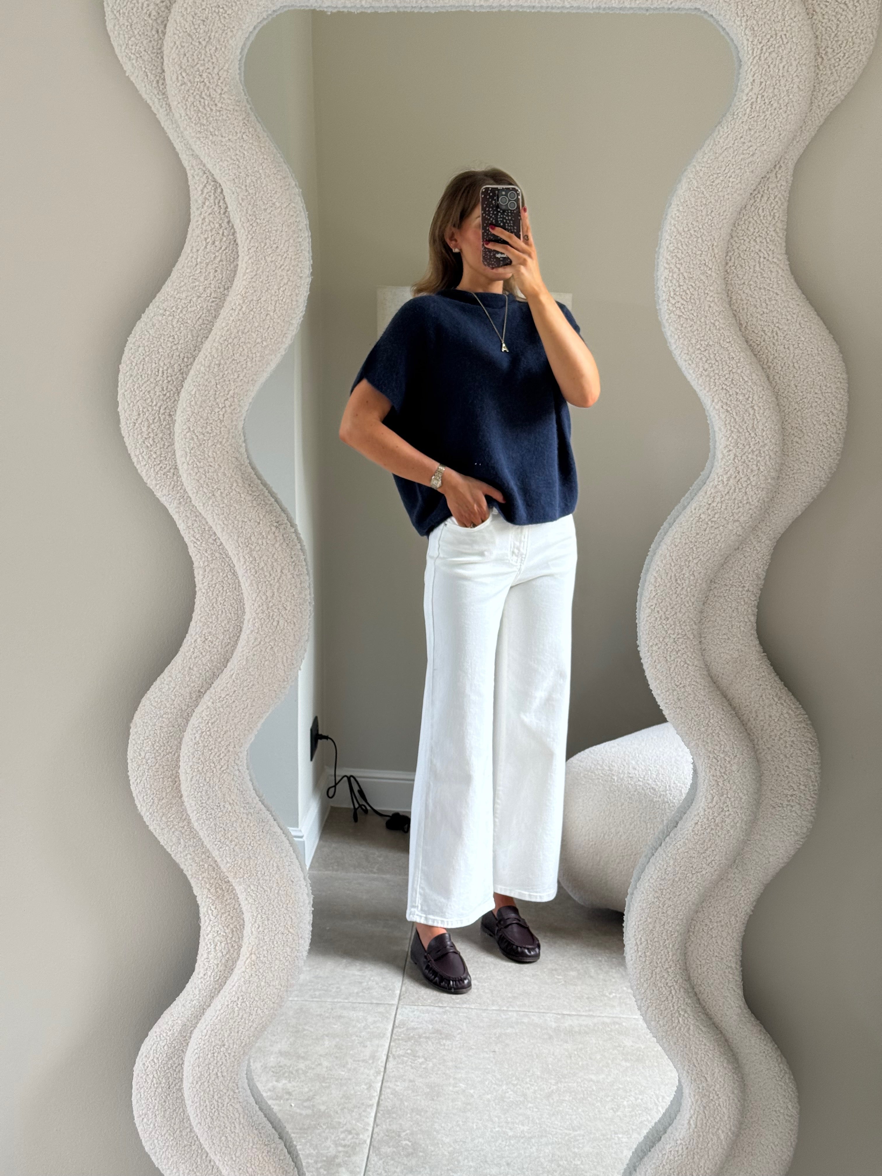 Odette cropped wide leg jeans wit