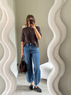 Florien knit met korte mouw bruin