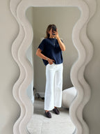 Donna mouwloze knit marine