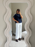 Donna mouwloze knit marine