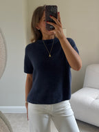Donna mouwloze knit marine