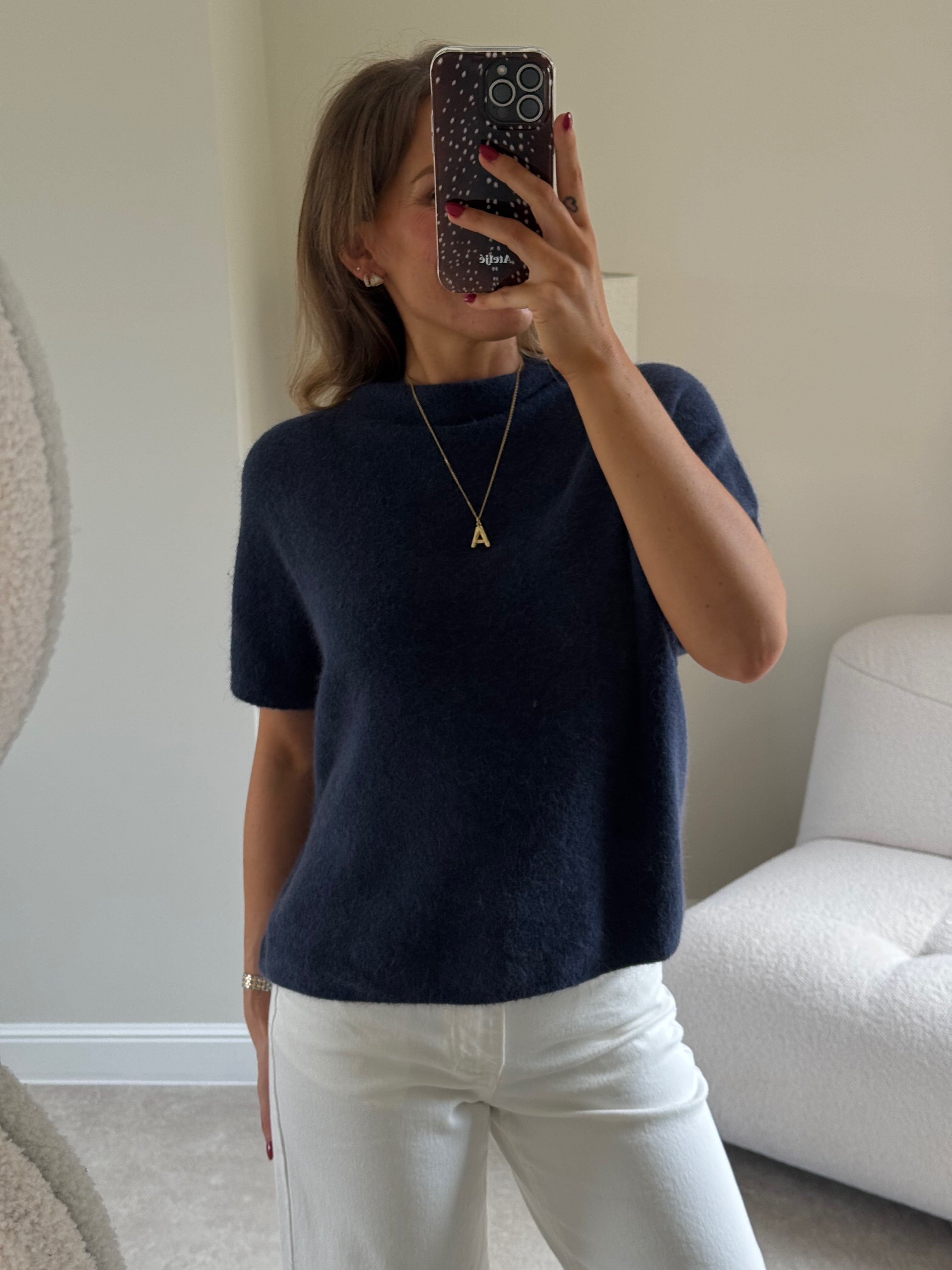 Donna mouwloze knit marine
