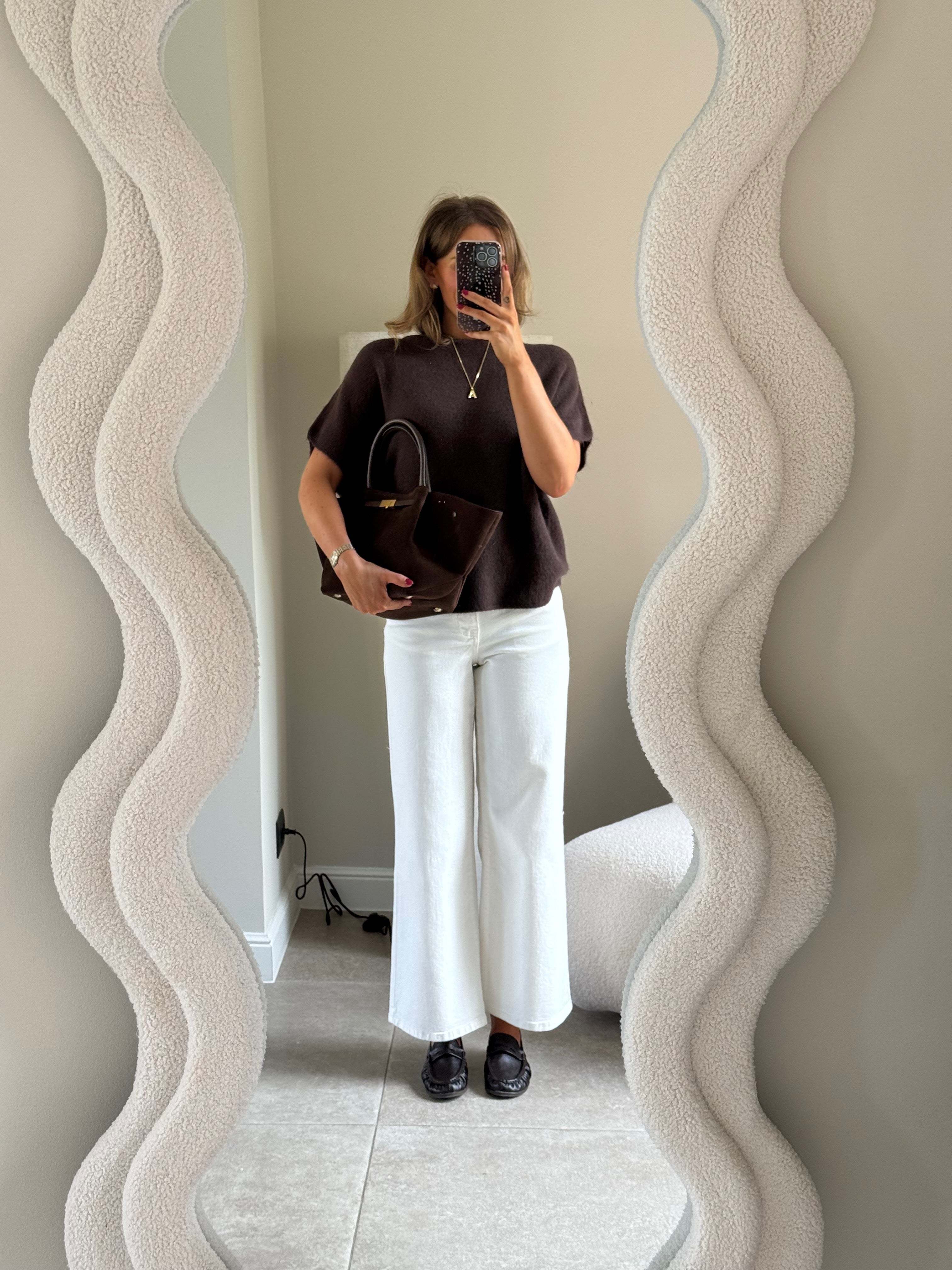 Odette cropped wide leg jeans wit