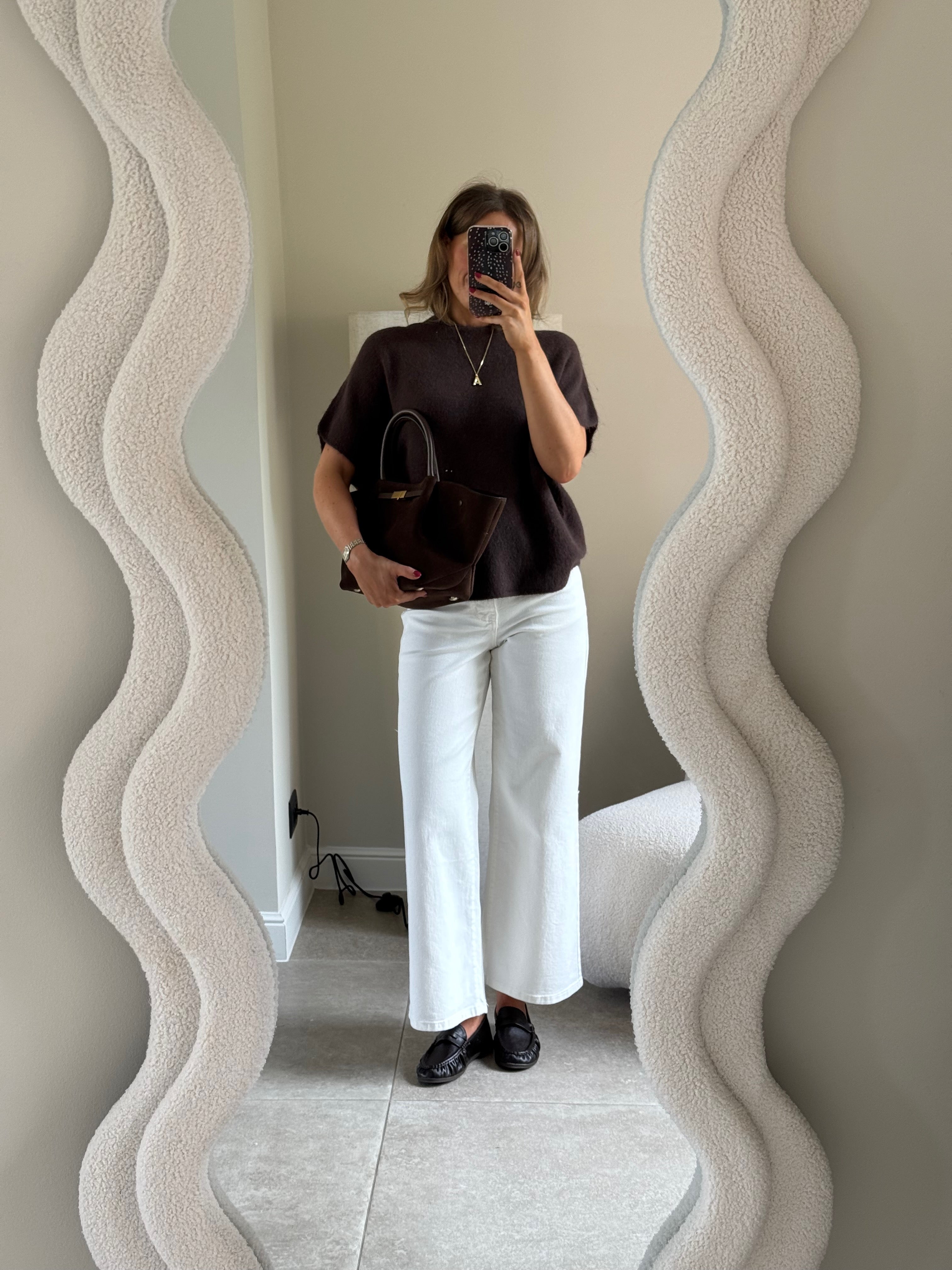 Donna mouwloze knit bruin