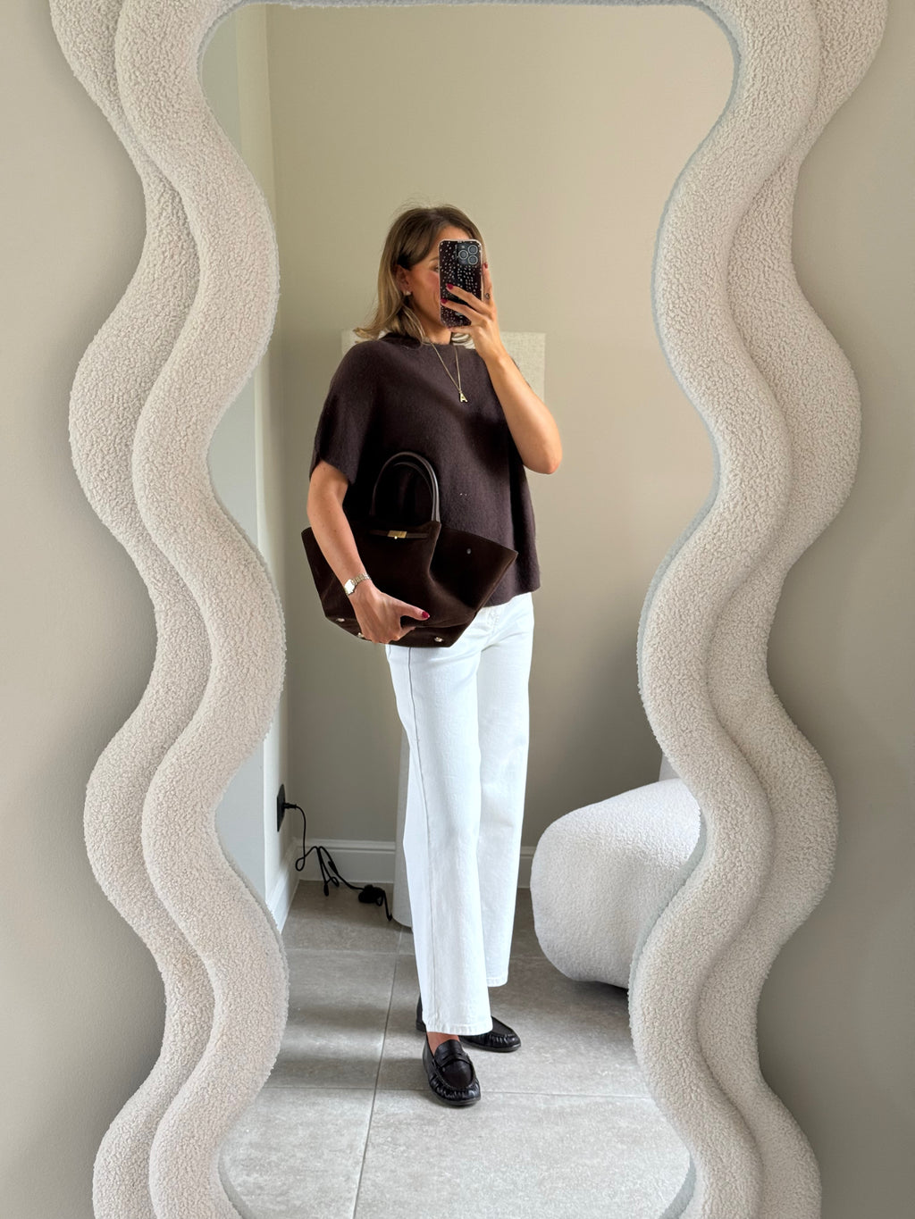 Donna mouwloze knit bruin