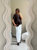 Donna mouwloze knit bruin