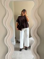 Donna mouwloze knit bruin