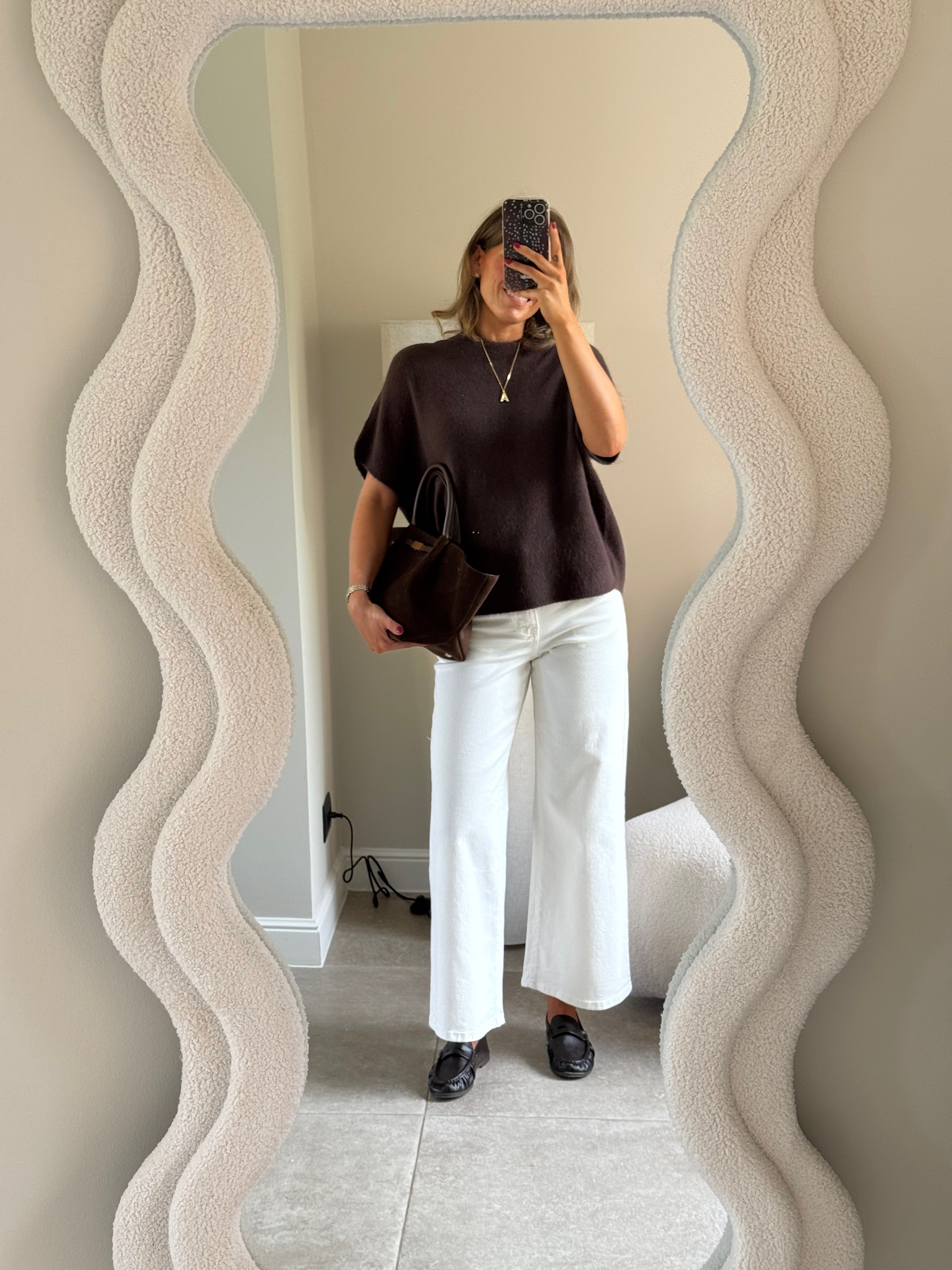 Donna mouwloze knit bruin