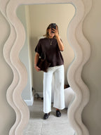 Donna mouwloze knit bruin