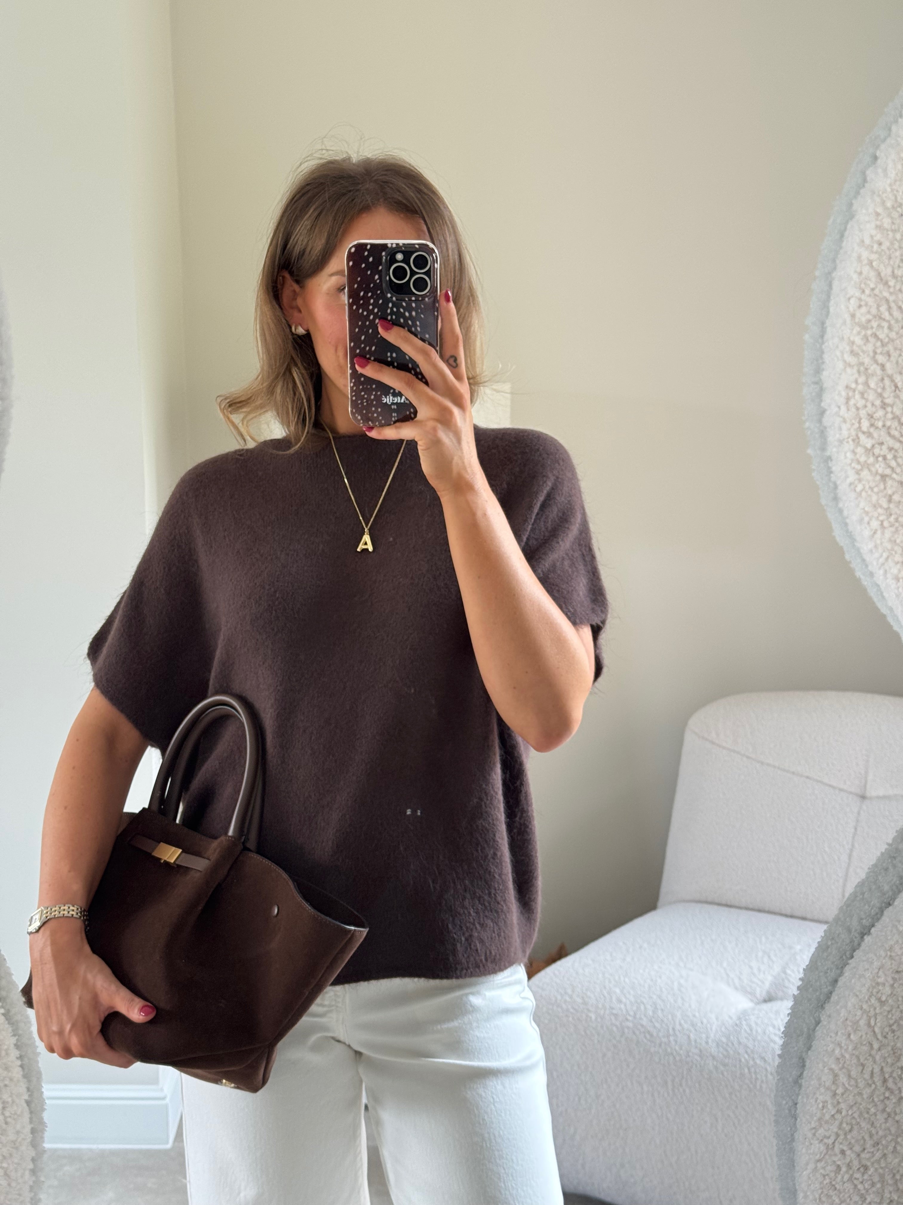 Donna mouwloze knit bruin