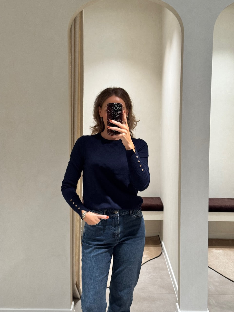 Farah pulletje met detail marine