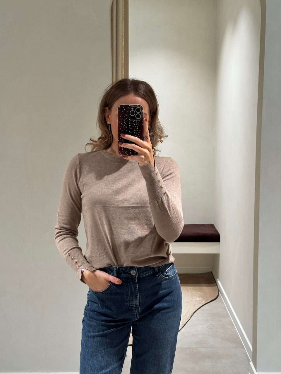 Farah pulletje met detail beige