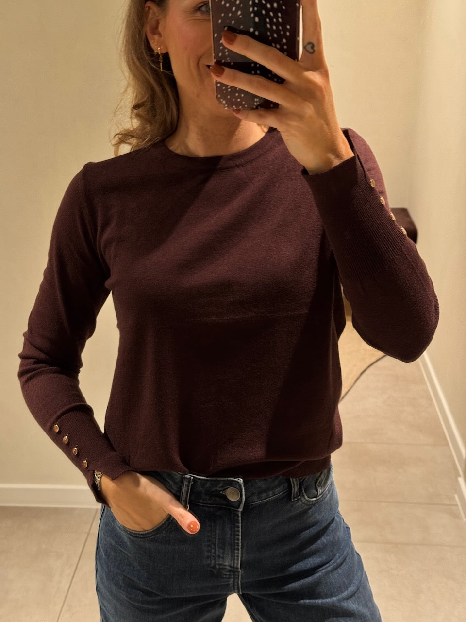 Farah pulletje met detail bruin