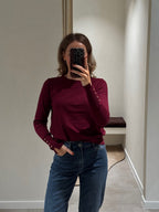 Farah pulletje met detail bordeaux