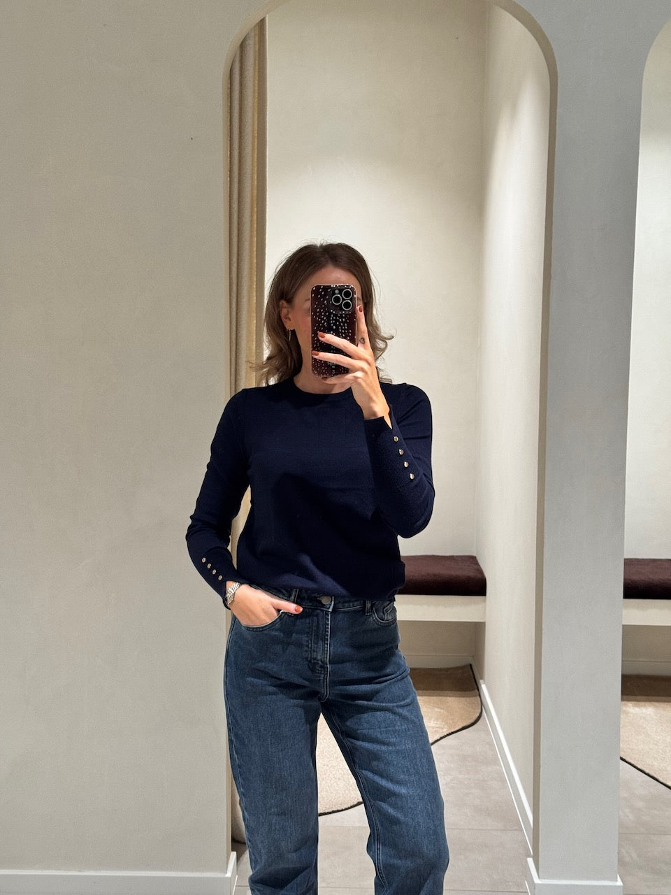 Farah pulletje met detail marine