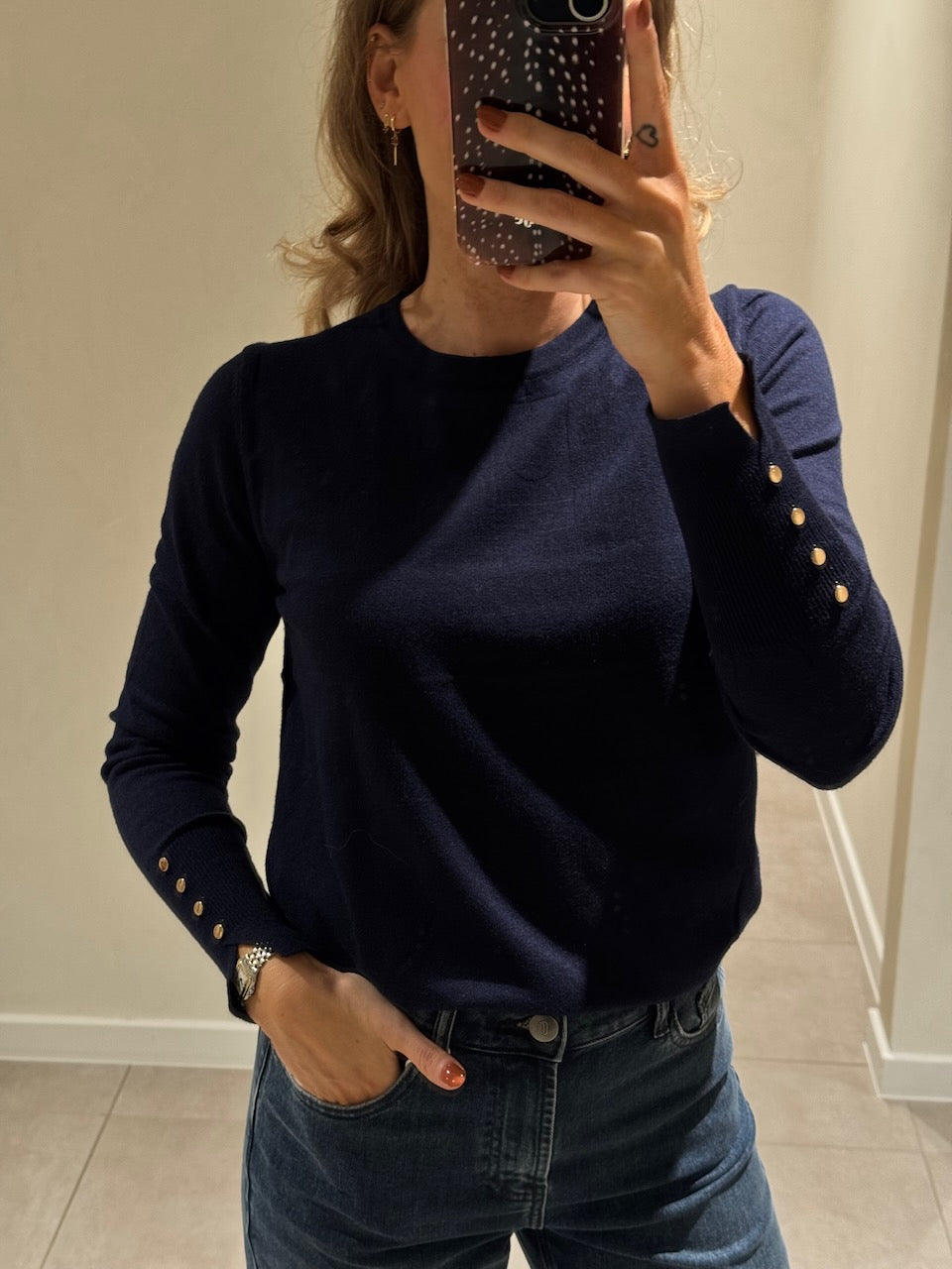 Farah pulletje met detail marine
