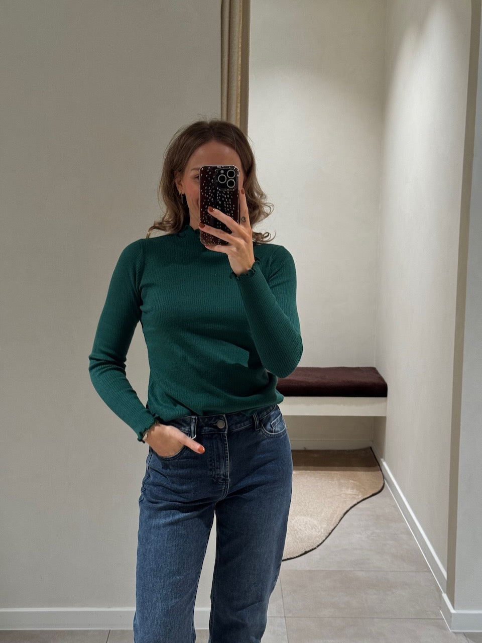 Suzie pulletje met detail donkergroen