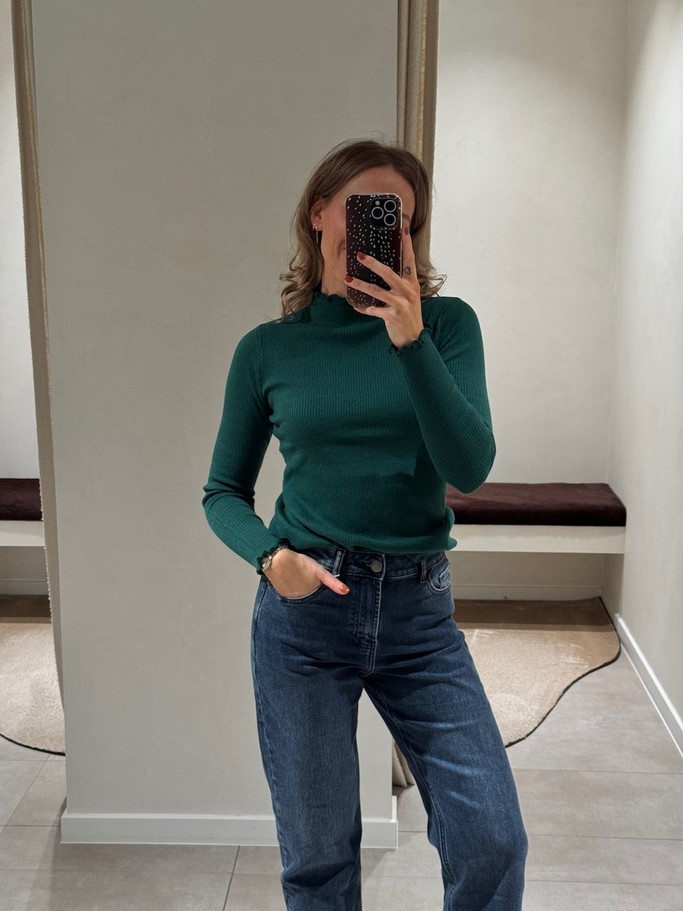 Suzie pulletje met detail donkergroen