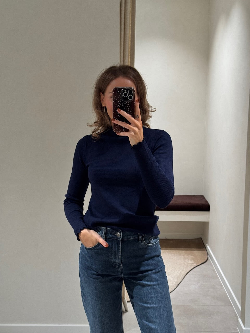 Suzie pulletje met detail marine