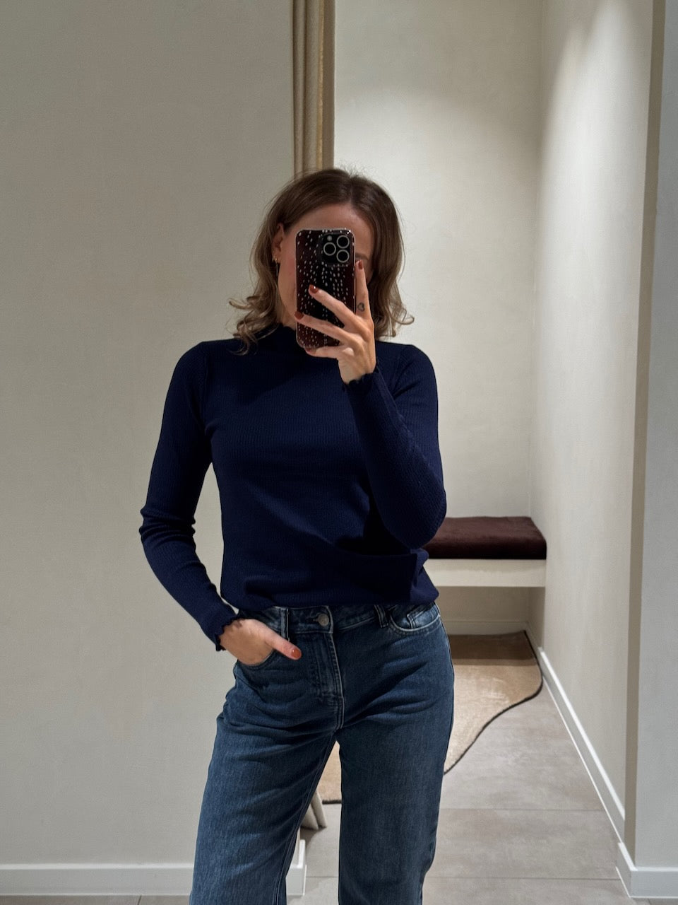 Suzie pulletje met detail marine