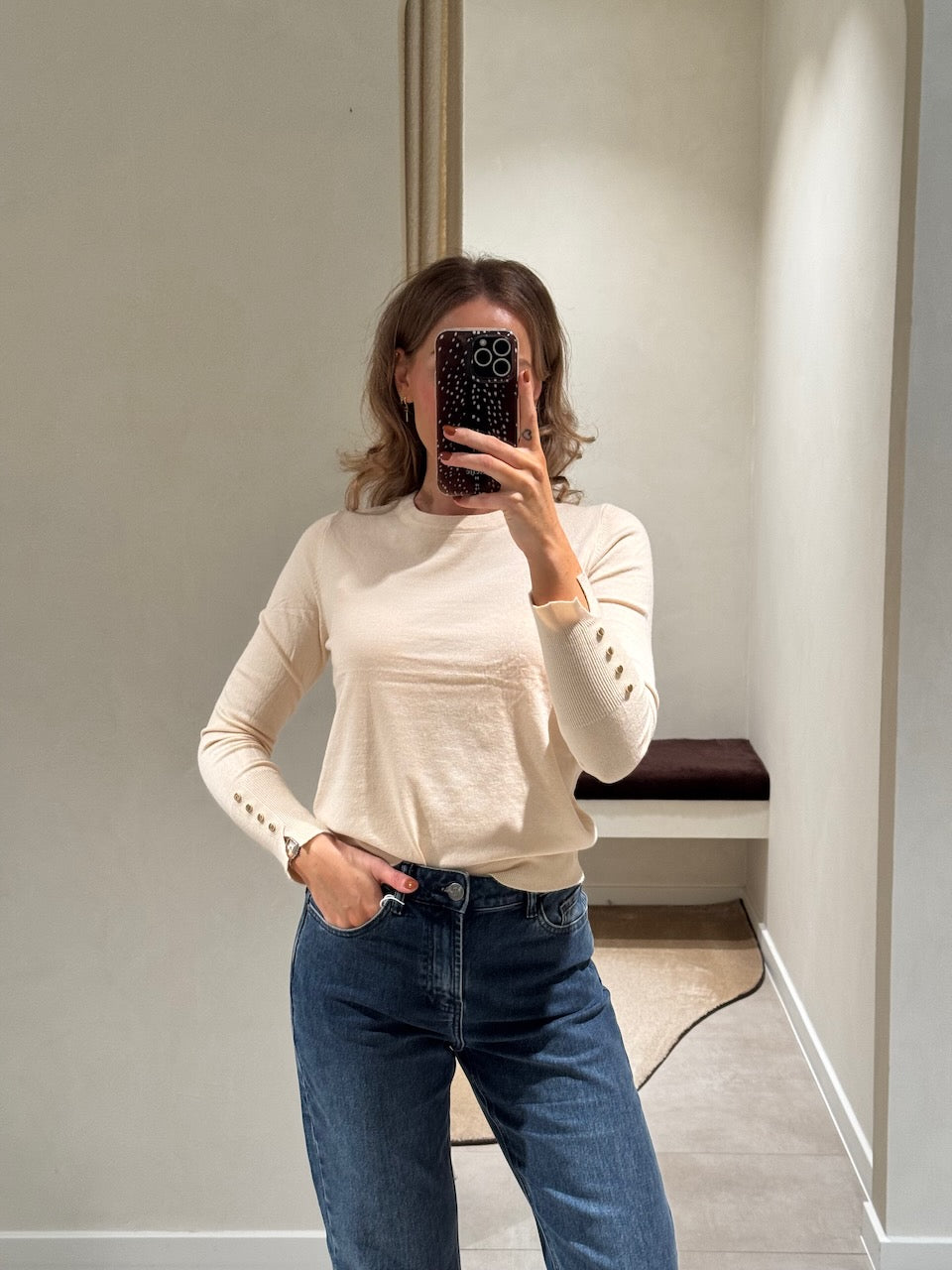 Farah pulletje met detail lichtbeige