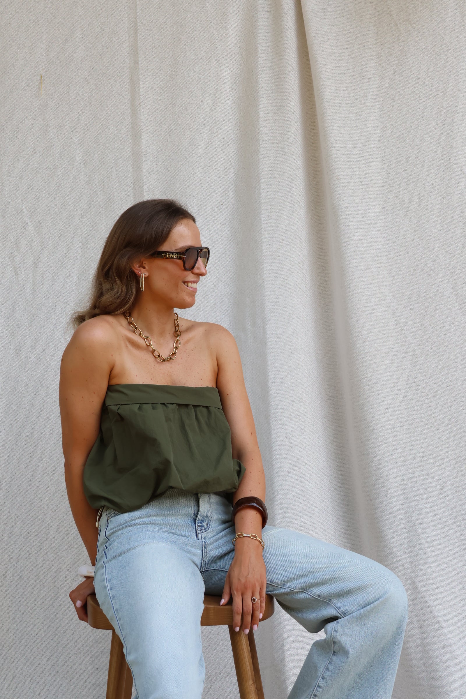 Dona bandeau top kaki