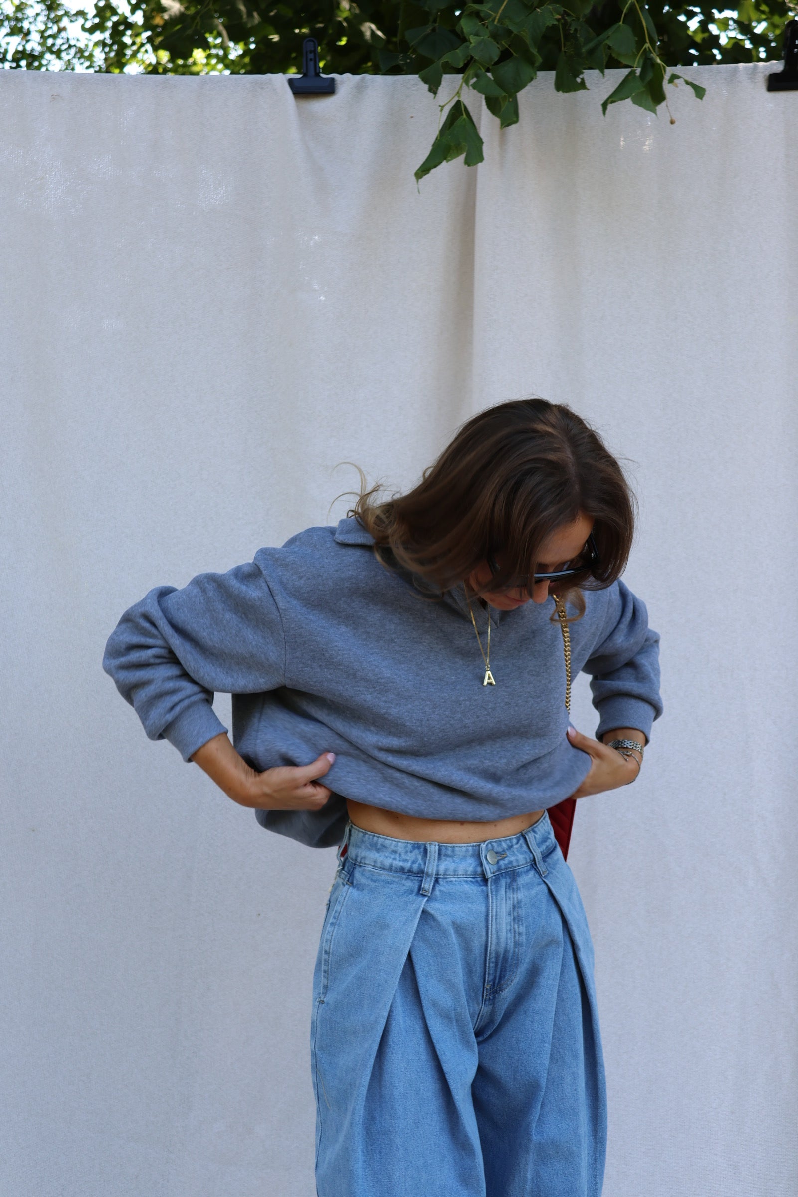 Cameron cropped sweater grijs