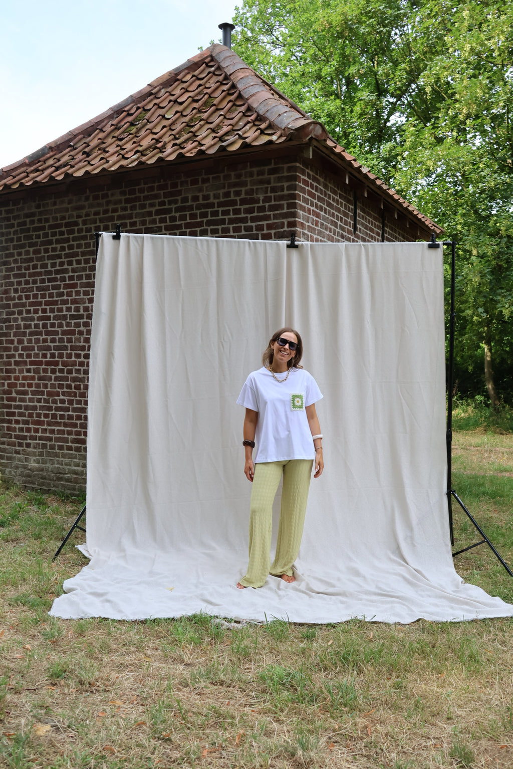Juna T-shirt wit met borstzakje