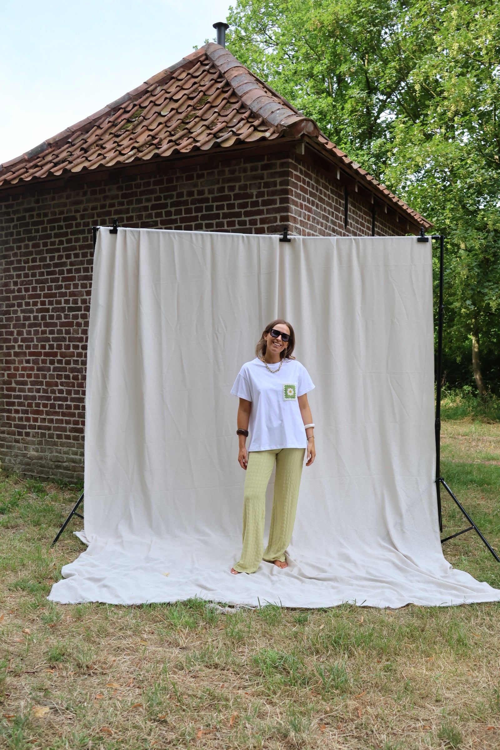 Juna T-shirt wit met borstzakje