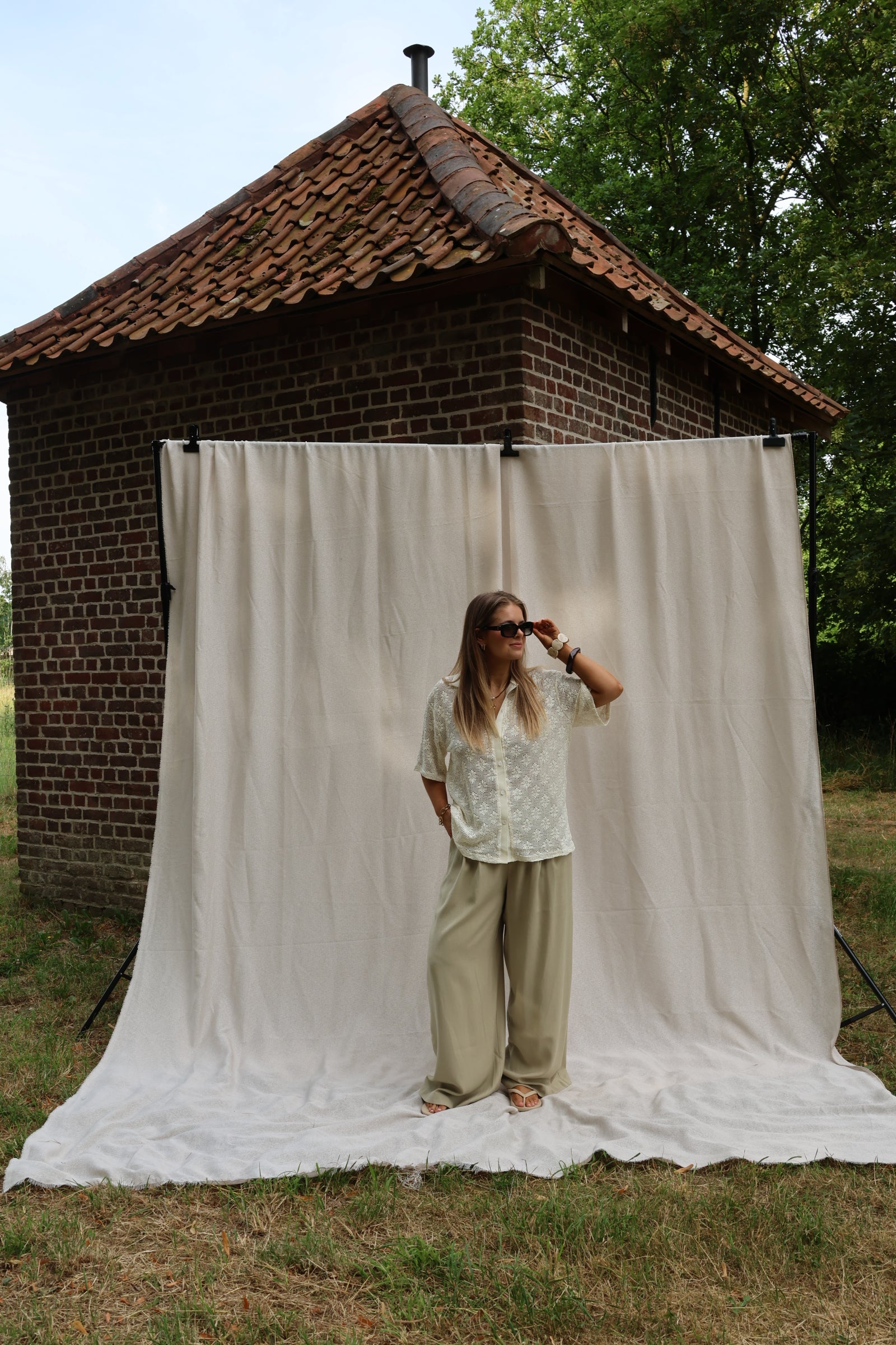 Cilou broderie hemd beige