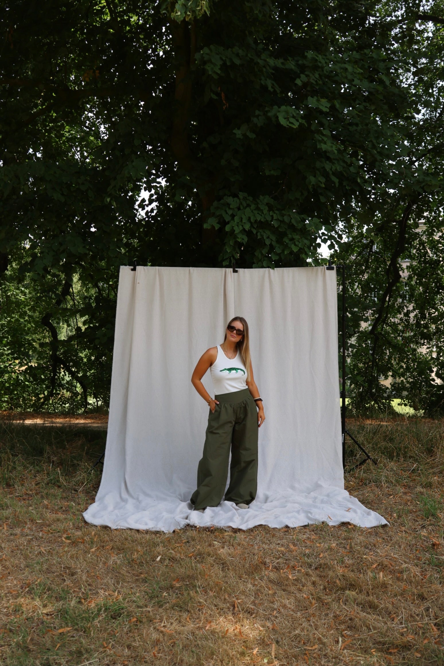 Tank top wit met krokodil