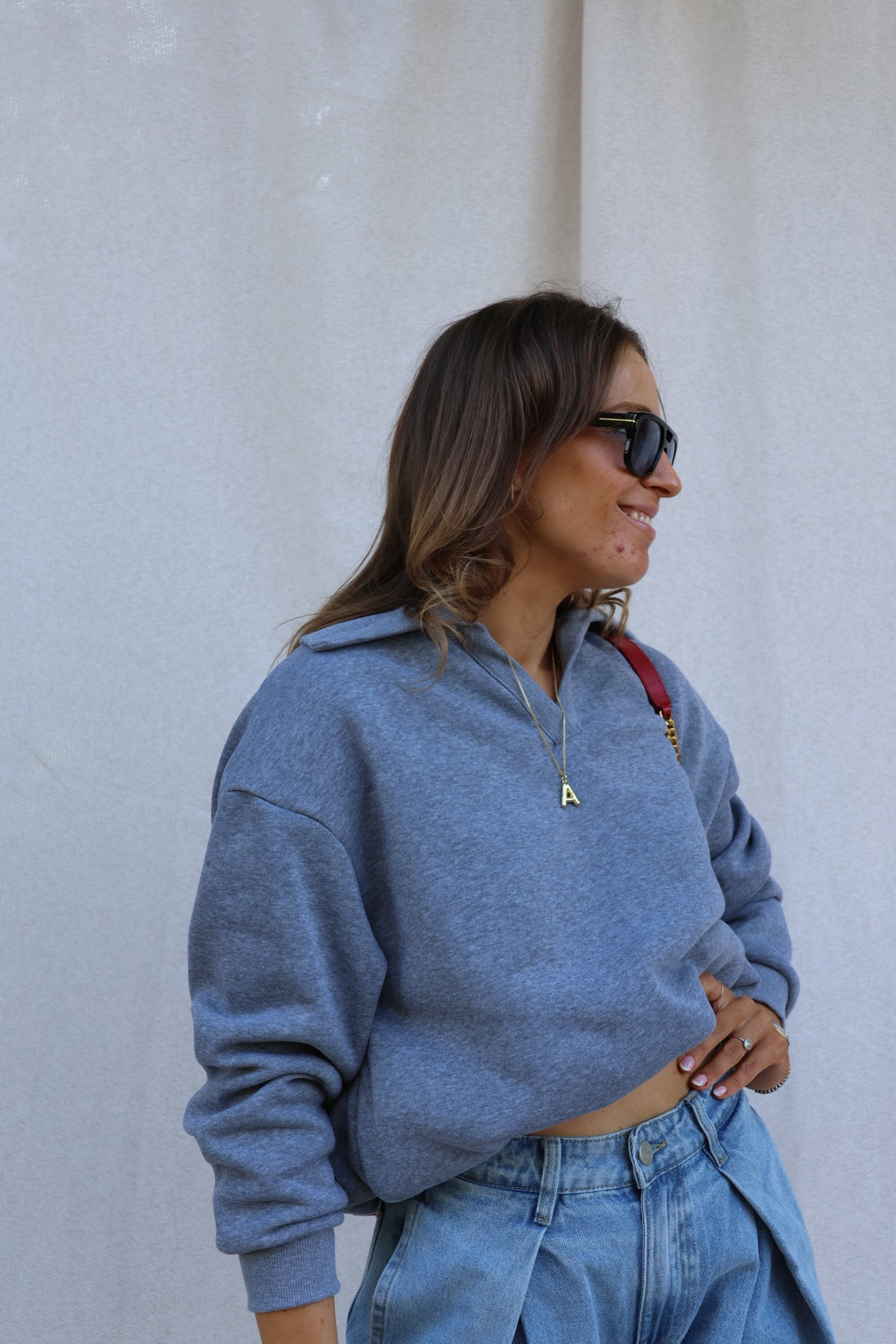 Cameron cropped sweater grijs