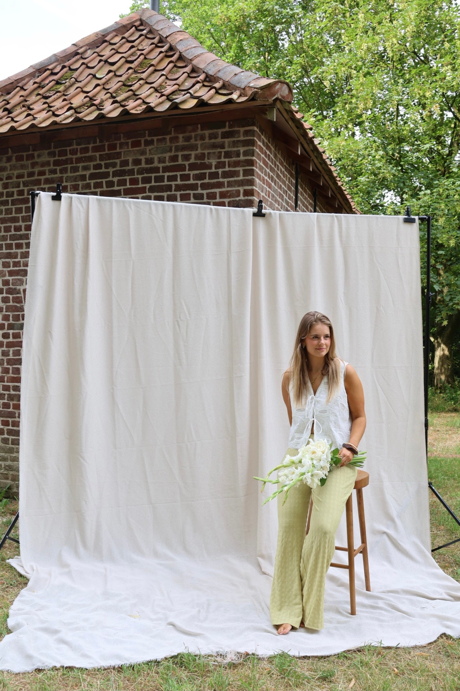 Floor pantalon met structuur groen