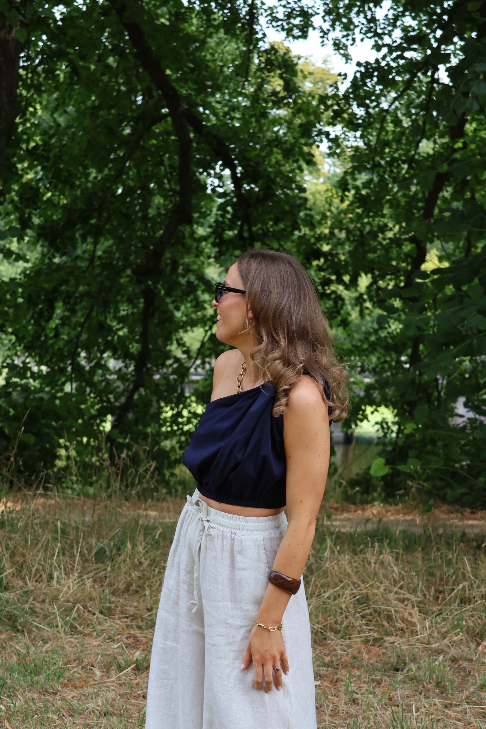 Rosie one shoulder top marine