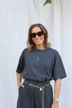 Boxy T-shirt donkergrijs
