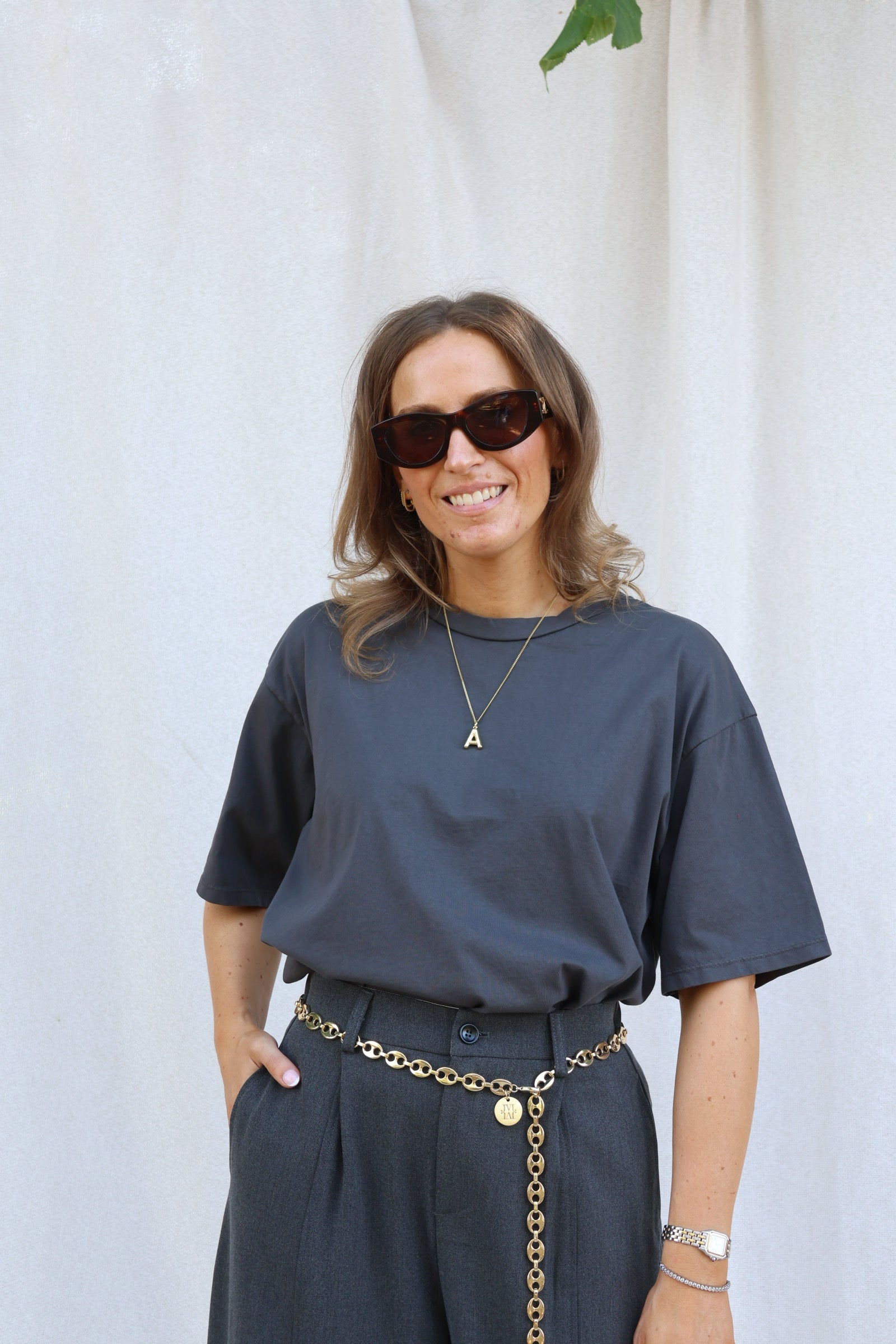 Boxy T-shirt donkergrijs