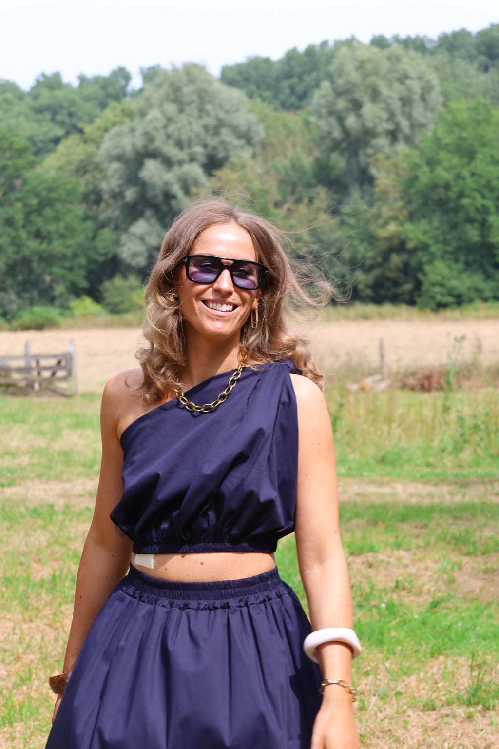 Rosie one shoulder top marine