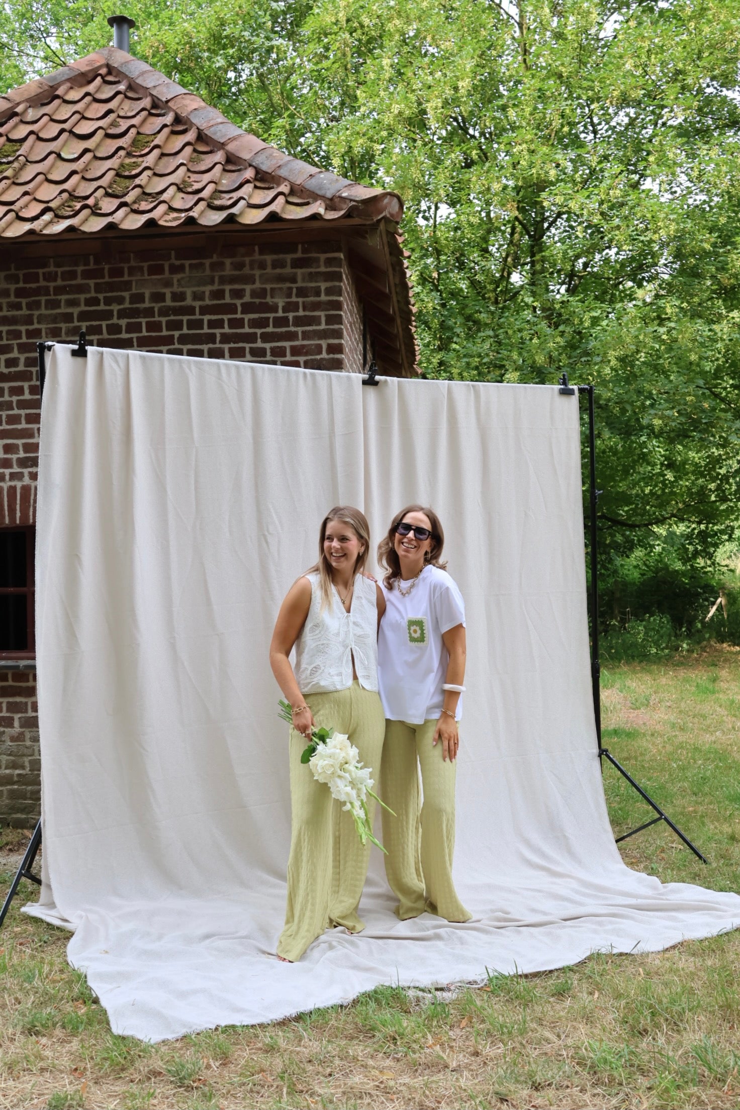 Floor pantalon met structuur groen